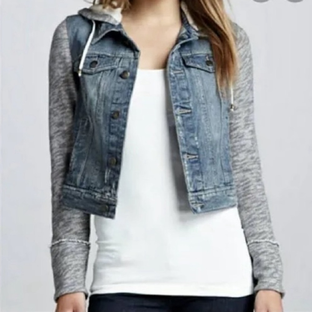 Free people knot hoodie Jean jacket Medium